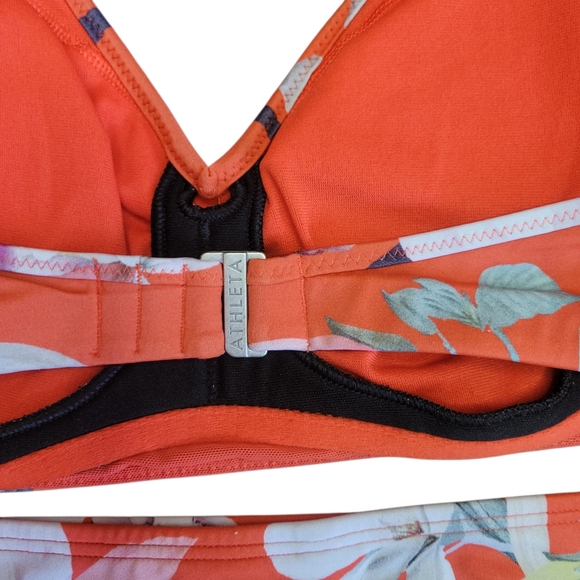 Athleta Floral Halter Bikini Set M Top L Bottom Coral Tropical Swim - Picture 10 of 13